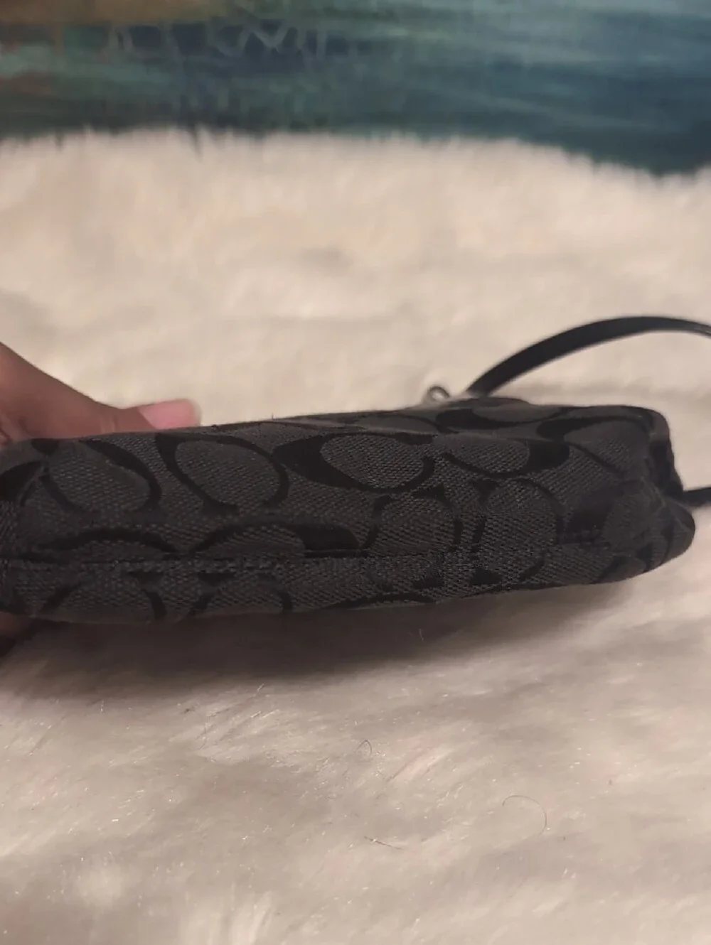 Coach Black Signature C Logo Wristlet